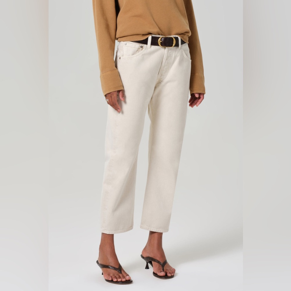 Citizens Of Humanity Cream Cropped Ankle Jeans